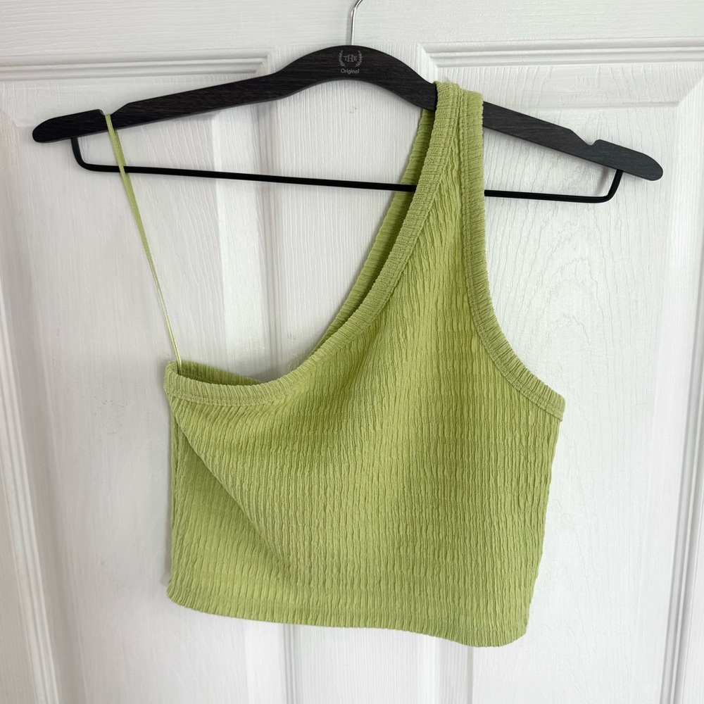 NWT AMERICAN EAGLE Lime Green One-Shoulder Tank Top MEDIUM